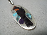 Exquisite Vintage Zuni Native American Turquoise Sterling Silver Bird Pendant-Nativo Arts
