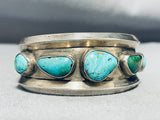 Cerrillos Turquoise Vintage Native American Navajo Blue Gem Sterling Silver Bracelet-Nativo Arts