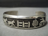 Marvelous Vintage Navajo Sterling Silver Storyteller Bracelet Native American-Nativo Arts