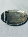 One Of The Most Detailed Vintage Native American Navajo Sterling Silver Turquoise Buckle-Nativo Arts