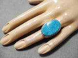 Heavy Mens Native American Navajo Spiderweb Turquoise Sterling Silver Ring-Nativo Arts