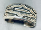 Important Vintage Native American Navajo Dan Jackson Sterling Silver Hand Carved Bracelet-Nativo Arts