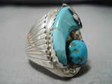 Incredible Vintage Native American Navajo Fred Platero Sterling Silver Turquoise Ring Old-Nativo Arts