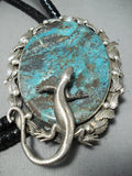 Massive Native American Turquoise Lizard Sterling Silver Bolo Tie-Nativo Arts