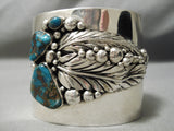Colossal Blue Thunder Turquoise Vintage Native American Navajo Sterling Silver Bracelet-Nativo Arts