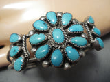 Exceptional Vintage Native American Navajo Turquoise Sterling Silver Bracelet Old-Nativo Arts