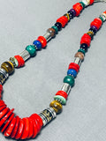Native American Authentic Singer Chunky Coral Sterling Silver Lapis Necklace-Nativo Arts