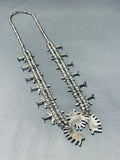 Intricate Womens Vintage Native American Zuni Turquoise Sterling Silver Squash Blossom Necklace-Nativo Arts