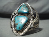 Museum Double Turquoise Vintage Native American Navajo Sterling Silver Bracelet-Nativo Arts