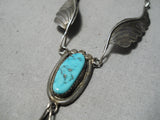 Exquisite Vintage Native American Navajo Morenci Turquoise Sterling Silver Necklace Old-Nativo Arts