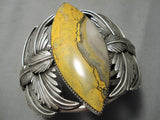 One Of The Biggest Native American Navajo Bumble Bee Sterling Silver Jasper Bracelet-Nativo Arts