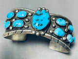Milton Lasiloo Vintage Native American Zuni Morenci Turquoise Sterling Silver Bracelet-Nativo Arts