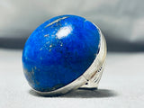 Biggest Native American Navajo J. Draper Lapis Sterling Silver Ring-Nativo Arts