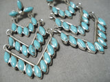Fantastic Zuni Turquoise Sterling Silver Dangle Earrings Native American-Nativo Arts