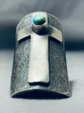 Advanced Silver Work Native American Navajo Royston Turquois Cross Sterling Silver Ring-Nativo Arts