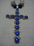Magnificent Vintage Native American Navajo Lapis Lin Johnson Sterling Silver Necklace-Nativo Arts