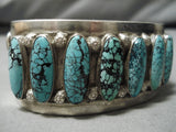 Native American Important Vintage Santo Domingo Jimmy Calabaza Turquoise Silver Bracelet-Nativo Arts