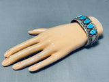 Fabulous Vintage Native American Navajo 5 Morenci Turquoise Sterling Silver Bracelet-Nativo Arts