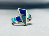Important Ray Tracey Vintage Native American Navajo Turquoise Inlay Sterling Silver Ring-Nativo Arts