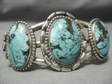 Opulent Vintage Native American Navajo Blue Diamond Turquoise Sterling Silver Bracelet Old-Nativo Arts