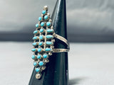 Fantastic Vintage Native American Zuni Blue Gem Turquoise Sterling Silver Ring-Nativo Arts