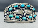 Fabulous Vintage Native American Navajo Pilot Mountain Turquoise Sterling Silver Bracelet-Nativo Arts