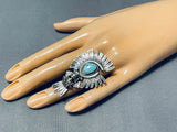 Nelson Morton Unique Native American Navajo Turquoise Sterling Silver Kachina Ring-Nativo Arts