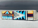 Native American Advanced Stone Work Vintage Navajo Contemporist Sterling Silver Bracelet-Nativo Arts