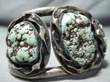 Authentic Best Vintage Native American Navajo Green Seafoam Turquoise Sterling Silver Bracelet-Nativo Arts