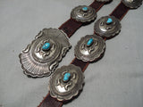 Important Vintage Native American Navajo Gene Charley Turquoise Sterling Silver Concho Belt Old-Nativo Arts