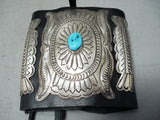 Tremendous Native American Navajo Kingman Turquoise Sterling Silver Bowguard-Nativo Arts