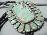 Xxl Signed Navajo Native American Royston Turquoise Sterling Silver Bolo Tie-Nativo Arts