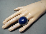 Fabulous Vintage Navajo Native American Lapis Sterling Silver Large Ring-Nativo Arts