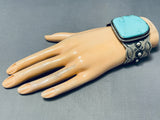 Heavy 101 Gram Vintage Native American Navajo Turquoise Sterling Silver Bracelet-Nativo Arts