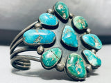 Huge Vintage Native American Navajo Turquoise Chunk Cluster Sterling Silver Bracelet-Nativo Arts