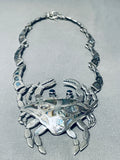 Colossal Crab Vintage Southwest Sterling Silver Pearl Necklace-Nativo Arts