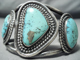Bolstering Vintage Native American Navajo Old Morenci Turquoise Sterling Silver Bracelet-Nativo Arts
