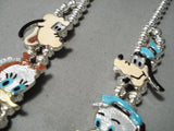Native American Intricate Rare Turquoise Coral Dinsey Sterling Silver Squash Blossom Necklace-Nativo Arts