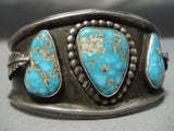 One Of The Best Vintage Native American Navajo Carico Lake Turquoise Sterling Silver Bracelet-Nativo Arts