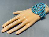 Oph Moses Native American Navajo Old Kingman Turquoise Cluster Sterling Silver Bracelet-Nativo Arts