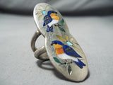 Impressive Vintage Zuni Lapis Sterling Silver Ring Native American Old-Nativo Arts