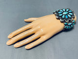 Outstanding Vintage Native American Navajo Turquoise Cluster Sterling Silver Bracelet-Nativo Arts