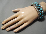Tremendous Vintage Native American Navajo Turquoise Sterling Silver Bracelet Old-Nativo Arts