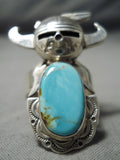 Striking Vintage Native American Navajo Old Kingman Sterling Silver Kachina Ring-Nativo Arts