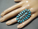 Louis Morgan Vintage Native American Navajo Turquoise Cluster Sterling Silver Ring Old-Nativo Arts