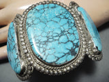 One Of The Finest Vintage Native American Navajo Spiderweb Turquoise Sterling Silver Bracelet-Nativo Arts