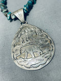 Powerful Symbolic Vintage Native American Navajo Turquoise Sterling Silver Necklace-Nativo Arts