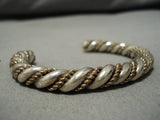 Thick Heavy Vintage Native American Navajo Two Tone Twist Sterling Silver Bracelet-Nativo Arts