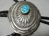 Exceptional Vintage Native American Navajo Sleeping Beauty Turquoise Sterling Silver Bolo-Nativo Arts