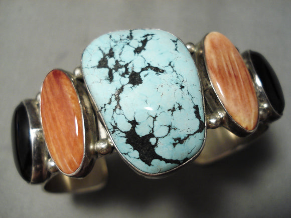 Important Vintage Native American Navajo Blue Warrior Turquoise Sterling Silver Bracelet-Nativo Arts